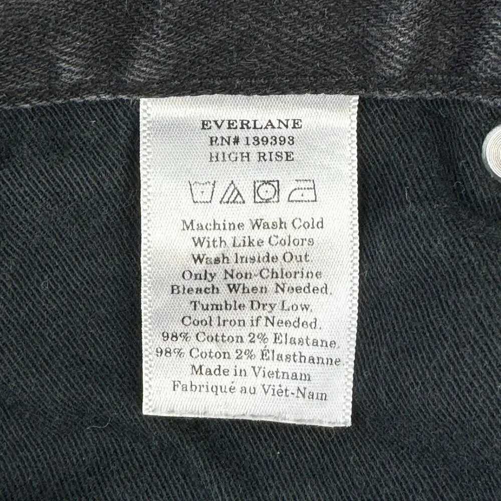 Everlane Black Coal Stretch High Rise Cigarette Crop Ankle Jeans Size 26 Regular - Picture 10 of 12